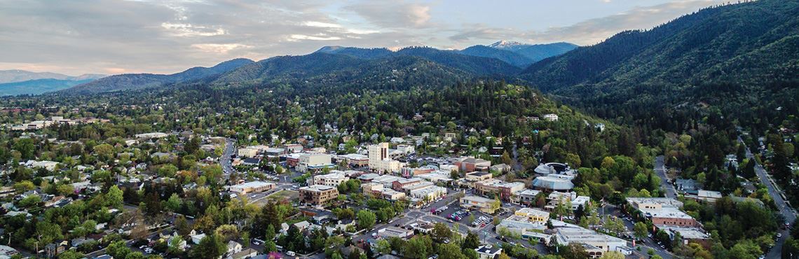 City of Ashland surrounded by mountains