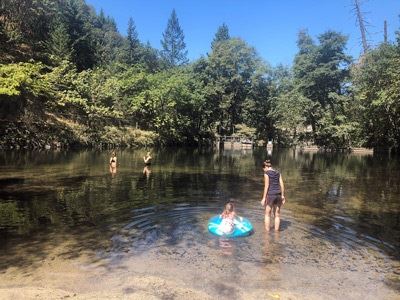 People in the Swim Reservoir in Lithia Park 