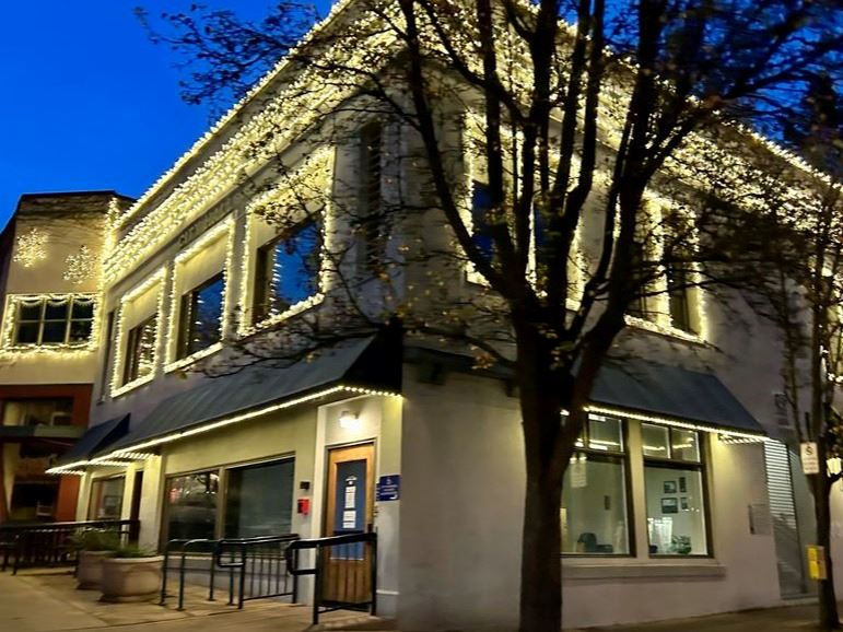City Hall in holiday lights