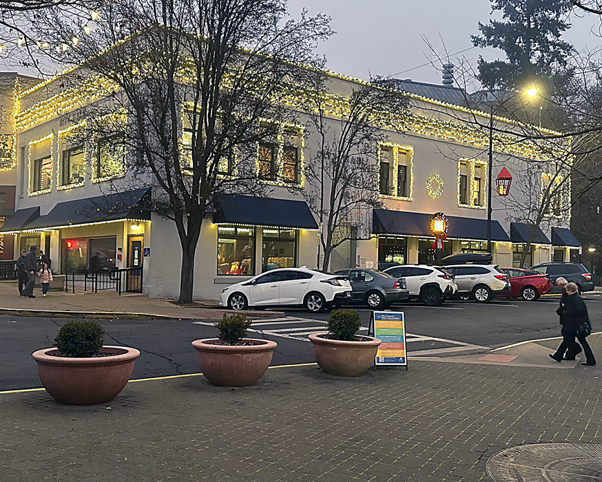 City Hall in holiday lights