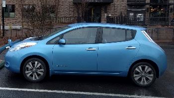 Blue Nissan Leaf Electric Vehicle 