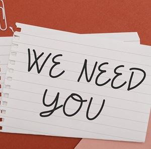 Poster with the text, 'We need you'