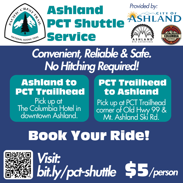Ashland Pacific Crest Shuttle Promo Flyer 2025